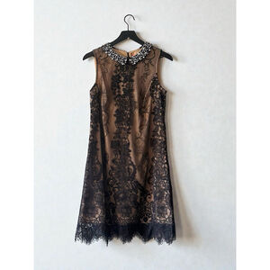 Betsey Johnson Lace Illusion Dress Pearl Collar Date Night Size 6